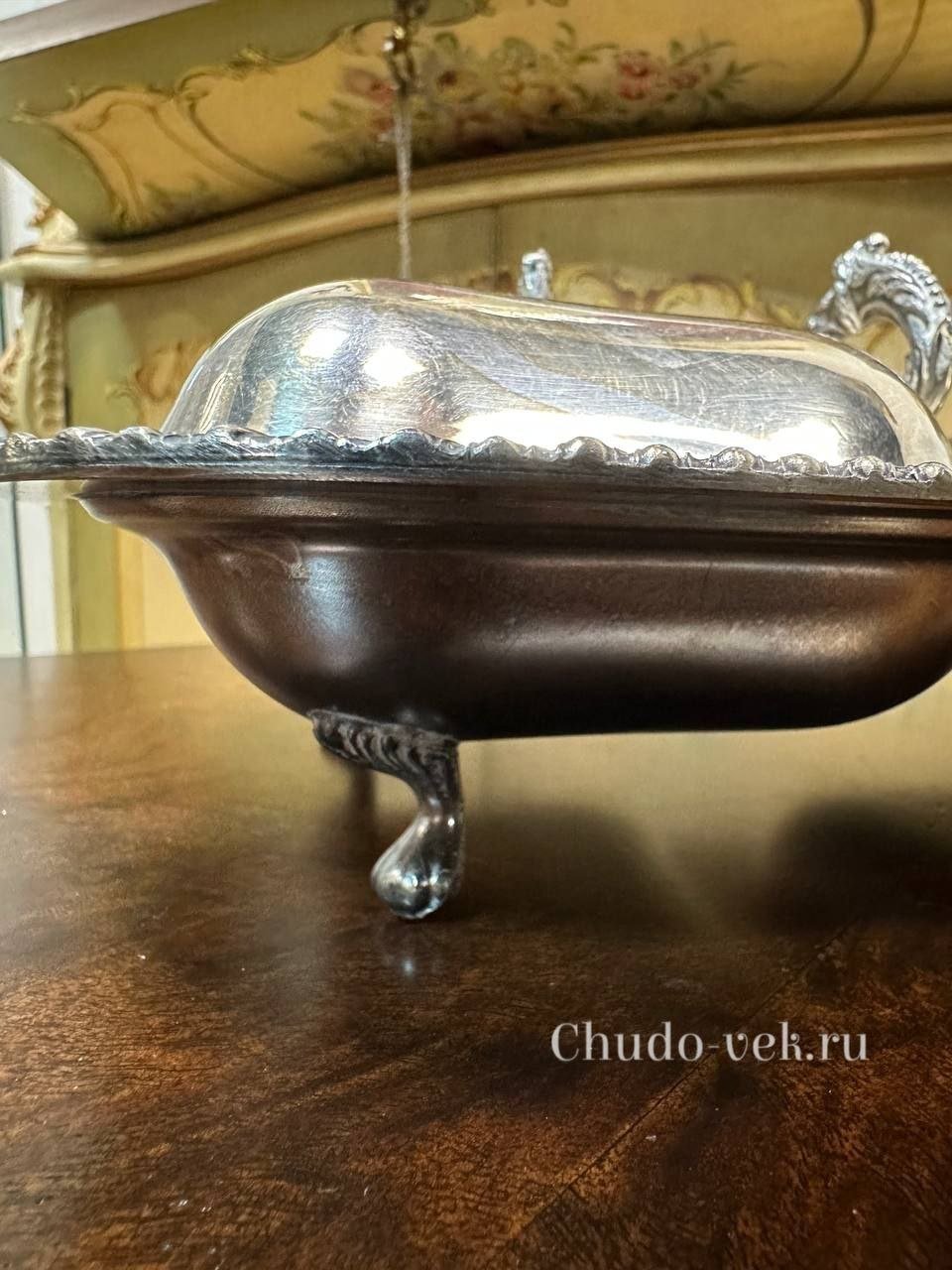 Винтажное двойное блюдо на ножках для паштета и закусок — изображение 5